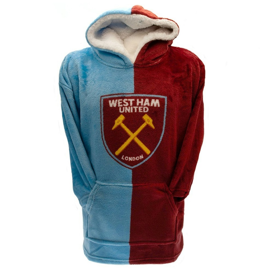image 1 of West Ham United FC Childrens/Kids Hoodie Blanket - Claret Red/Sky Blue - One Size