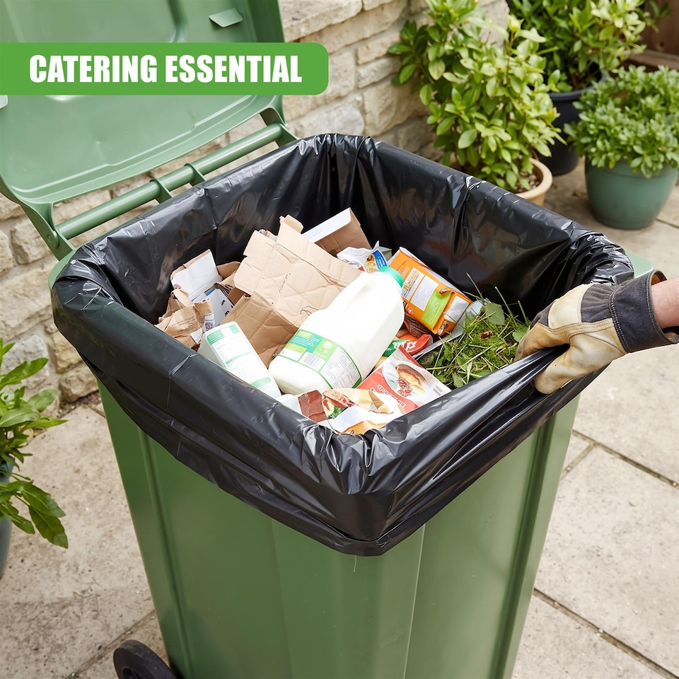 image 1 of GEEZY 130 Litre Large Black Bin Bags, Pack of 20 Garbage Bags, 100 x 80cm