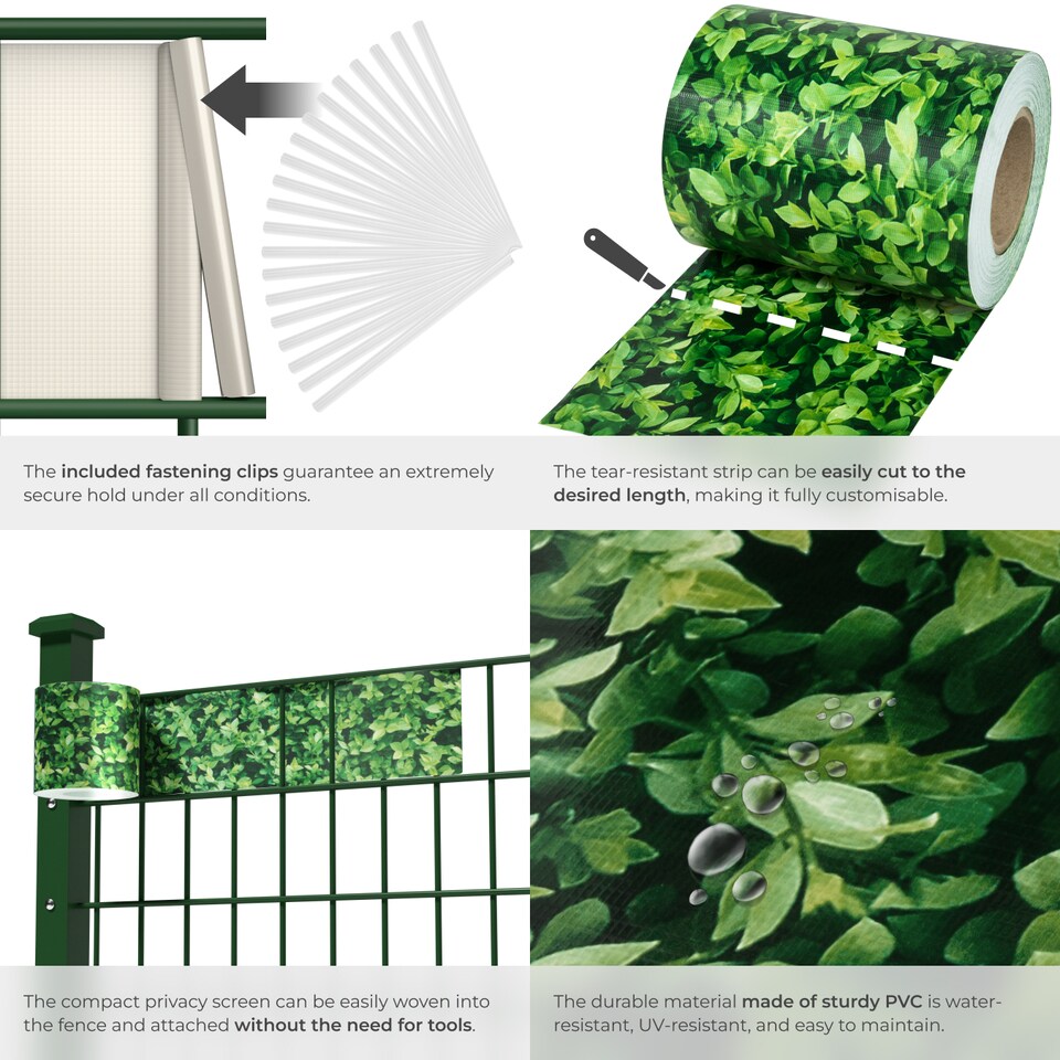 image 1 of Privacy Film - double-sided print, opaque and tear-resistant, fastening clips included | Green | greenery | 7000 x 19 x 0,04 cm | 1