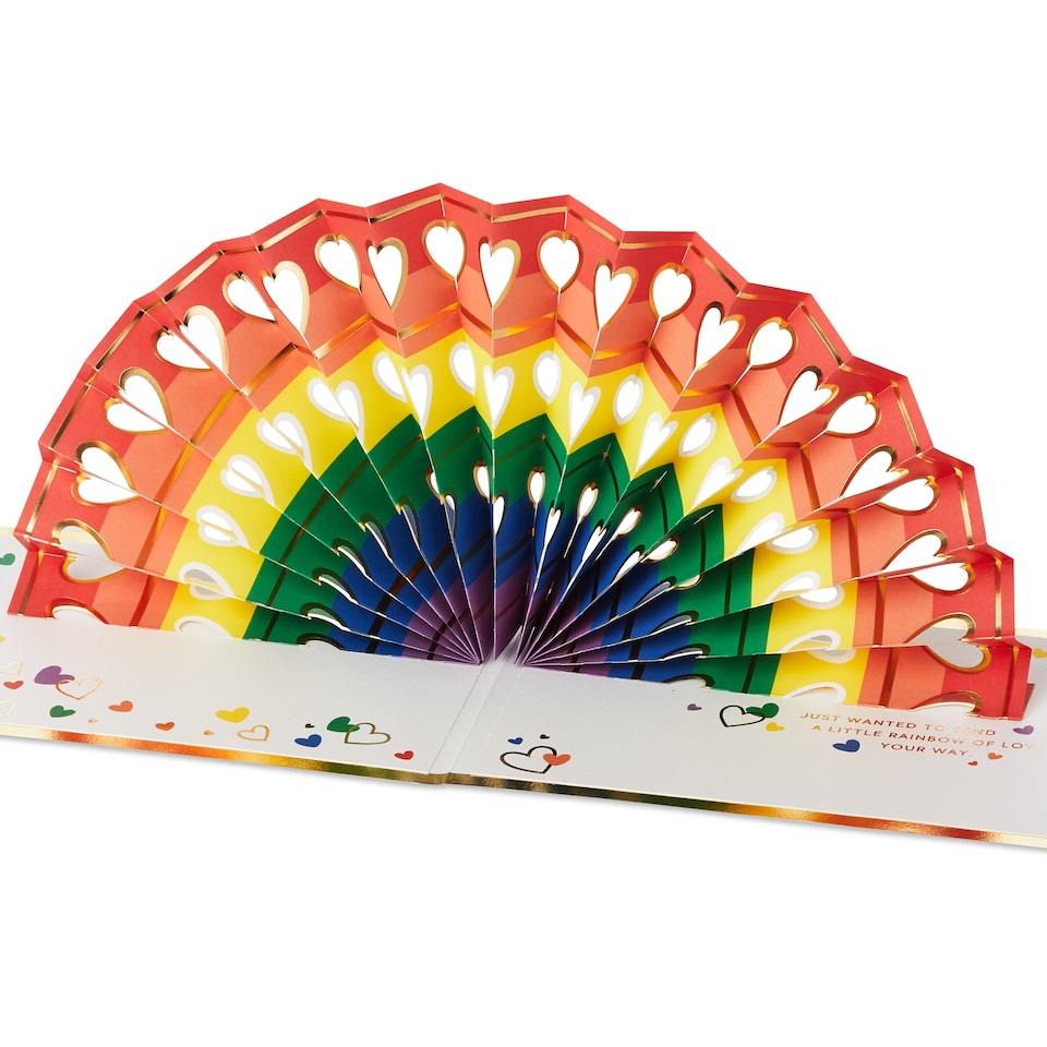 image 1 of Hallmark Greeting Card - 3D Pop-Up Rainbow And Hearts Design