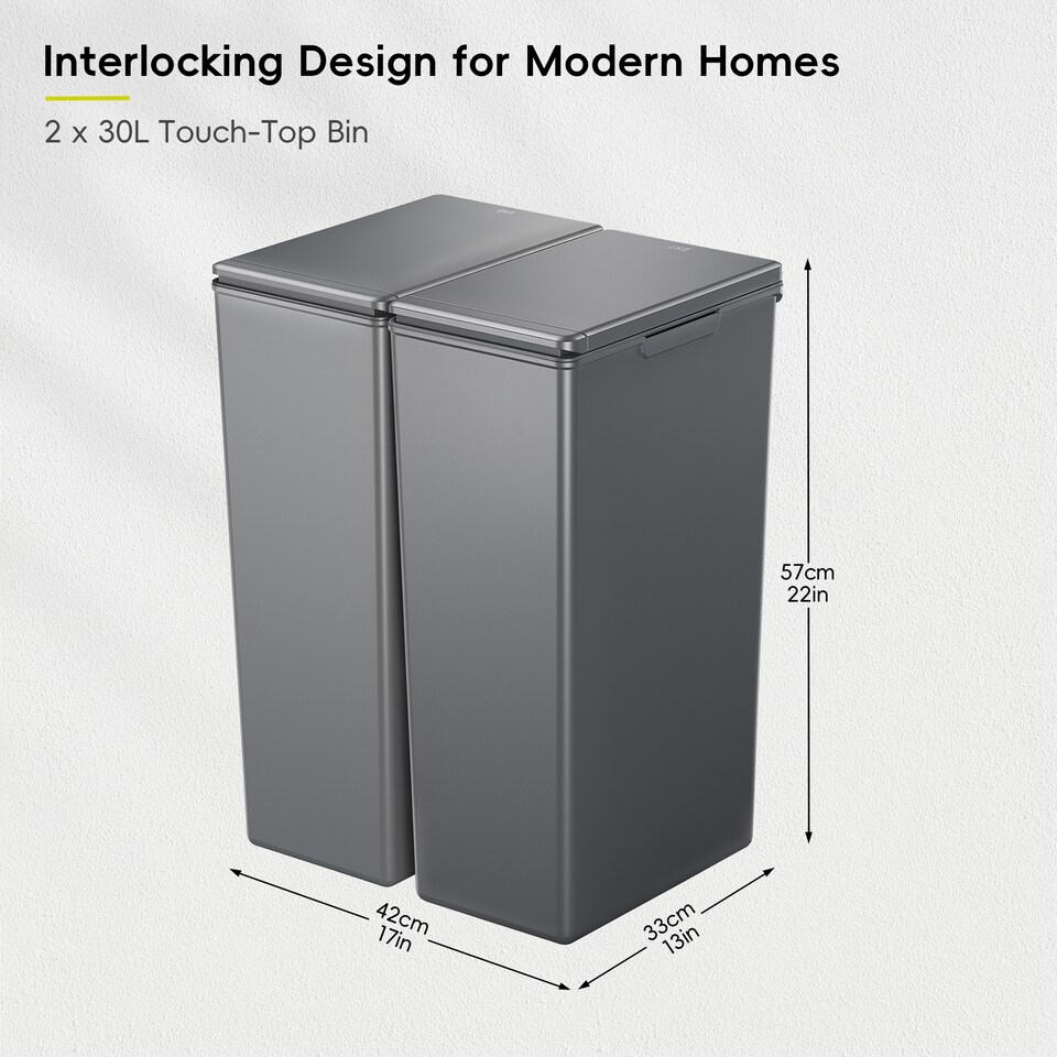 image 1 of Morandi Touch Twin Pack 30L 2x Grey | Grey | Dark Grey | 30L