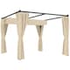 image 1 of Outsunny 3 x 3m Pergola with Retractable Roof Canopy and Curtains, Metal Frame Garden Gazebo Outdoor Sun Shade Shelter for Grill, Patio, Deck, Khaki