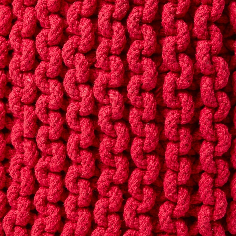 image 1 of Homescapes Red Cotton Knitted Round Storage Basket - 42 x 37 cm | Red | Red | L