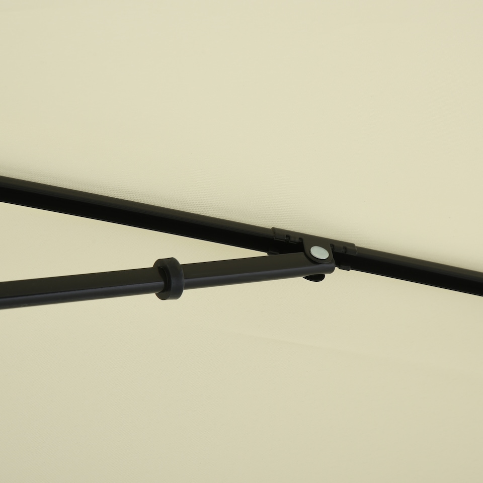 image 1 of Outsunny 2 x 1.3m Garden Parasol Umbrella, Outdoor Market Table Umbrella with Ruffles  Aluminium Pole, Rectangular Tilting Parasol Sun Shade Canopy, Cream White