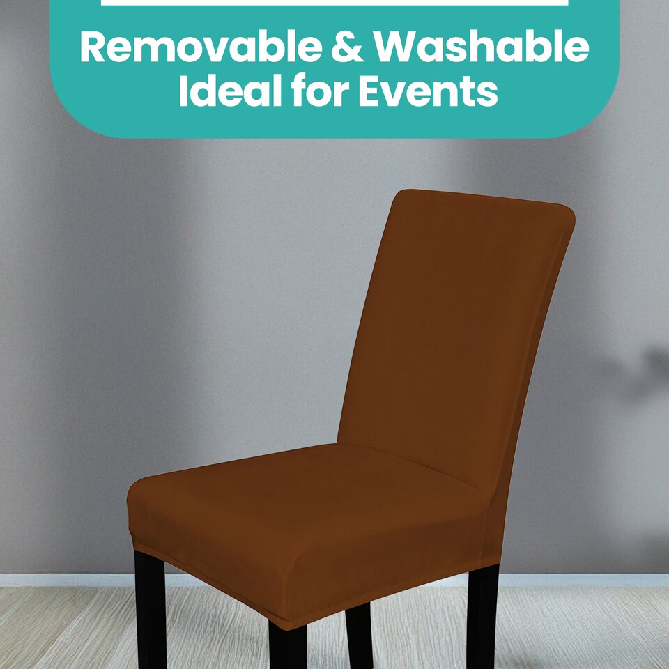 image 1 of Velvet Dining Chair Covers, Spandex High-Back Chair Slipcovers - 220GSM