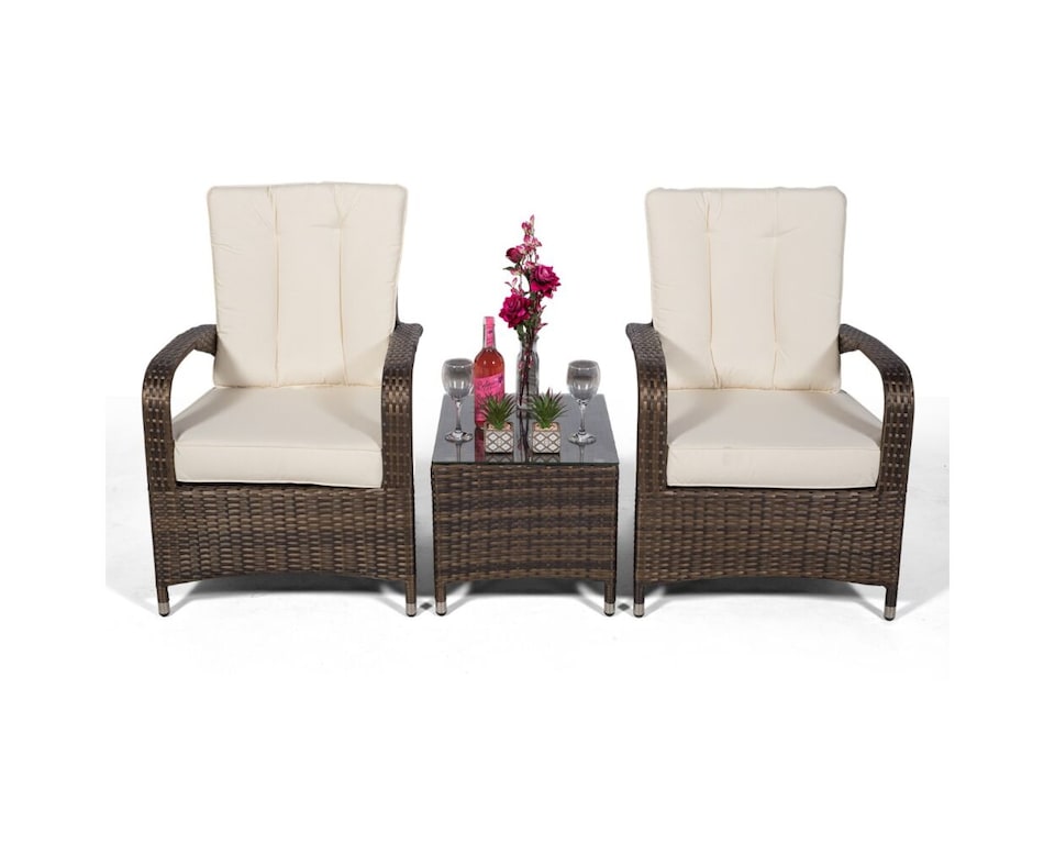 image 1 of Giardino Arizona 2 Seat Garden Lounge Chair Set | Brown | Brown