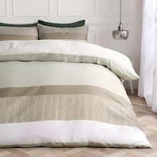 OHS Multi Stripe Bedding Set Microfibre Duvet Cover with Pillowcase | Green | Sage | Double