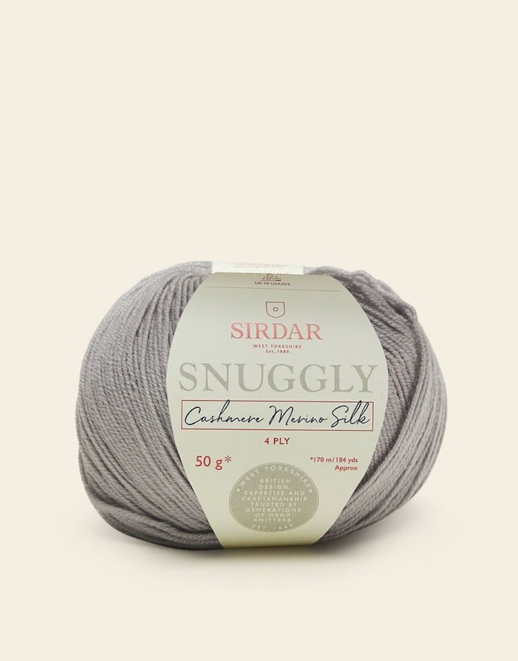 Sirdar Silver Snuggly Cashmere Merino Silk 4 Ply Yarn (Value Pack 10 x 50g Balls) For Crochet, Knitting - 170m per ball