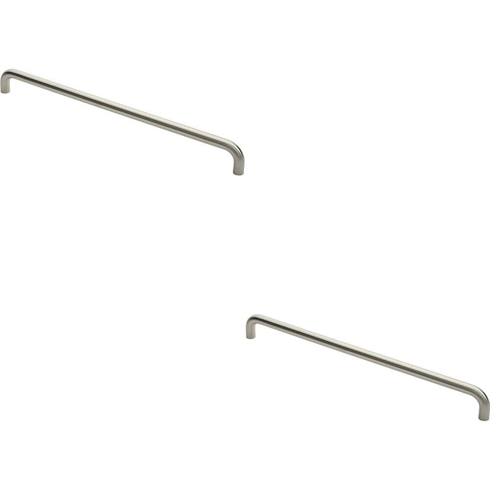 Loops 2x Round D Bar Pull Handle 22mm Dia 600mm Fixing Centres Satin Stainless Steel in Metallics