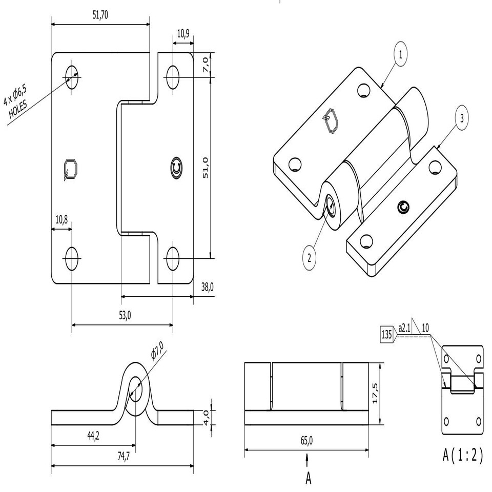 image 1 of Pressed Steel Hinge Heavy Duty 65x73mm Industrial Door Hatch Locker 4PK Silver