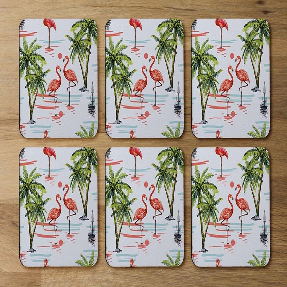 image 1 of Flamingo & Palm Trees (Coaster)