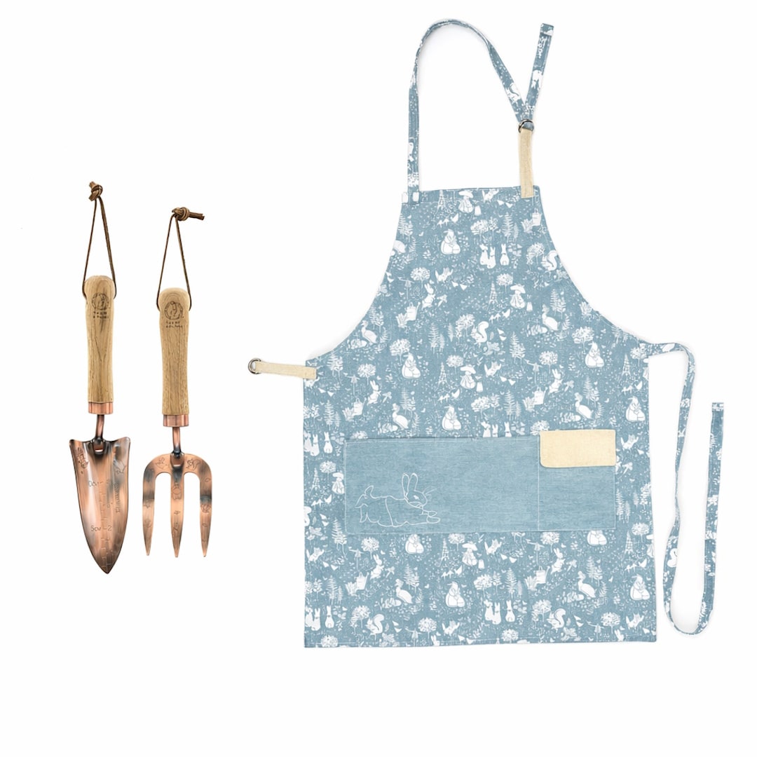 Beatrix Potter Peter Rabbit 3 Piece Garden Apron & Tool Set in Baby Blue