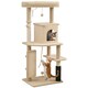 image 2 of PawHut Cat Tree for Indoor Kittens, 132cm Cat Tower with Scratching Posts and Pad, Bed, House, Jumping Platform, Grooming Brush, Toy Balls, Anti-Tip Kit, Cat Climbing Frame, Beige