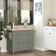 image 2 of HOMCOM Rolling Kitchen Island Cart w/ Rubber Wood Top, Towel Rack