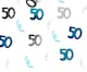 image 2 of 50th Birthday Confetti Blue & Silver 1 pack x 14 grams birthday decoration Foil Metallic 1 pack