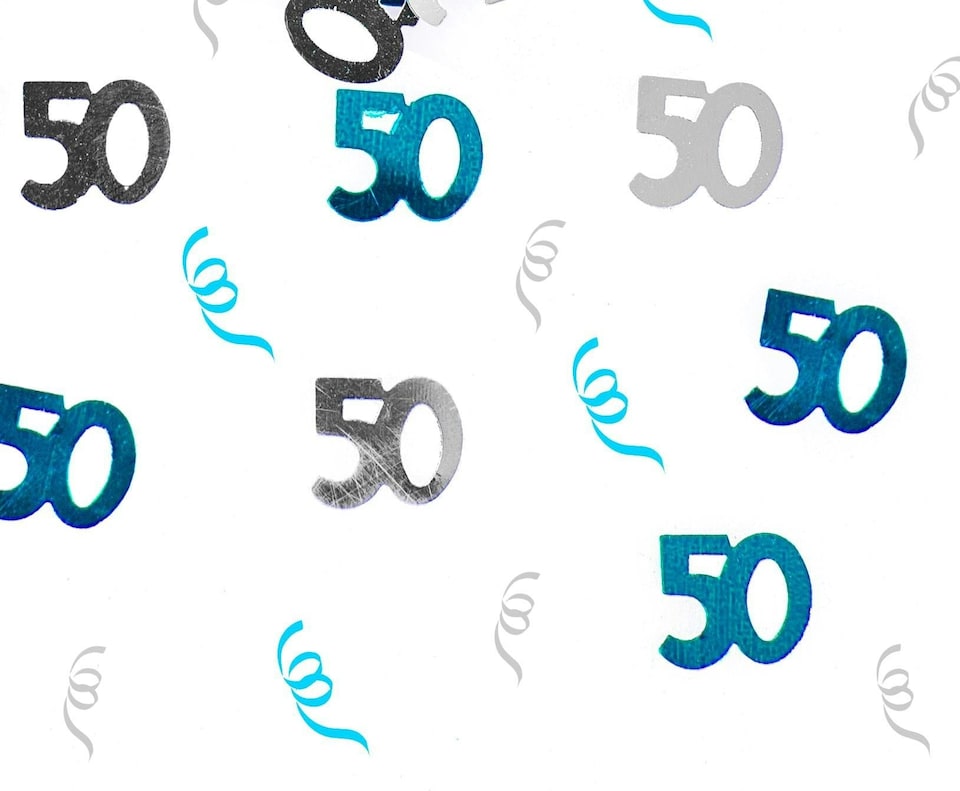image 1 of 50th Birthday Confetti Blue & Silver 1 pack x 14 grams birthday decoration Foil Metallic 1 pack