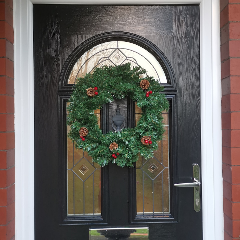 image 1 of 50cm Premier Christmas Wreath With Festive Berry and Cones