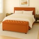 image 1 of 137cm Chesterfield Plush Velvet Burnt Orange Upholstered Storage Ottoman Bench - Deep Tufted Lid & Wooden Leg