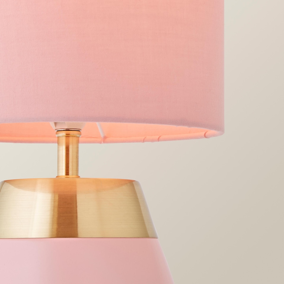 image 1 of ValueLights Hurst Pink Touch Touch Table Lamp Drum Shade & Bulb | Pink