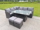 image 2 of Fimous High Back Corner Rattan Garden Furniture Sofa Dining Rising Table Height Adjustable 8 Seater 2 Small Foot Stools