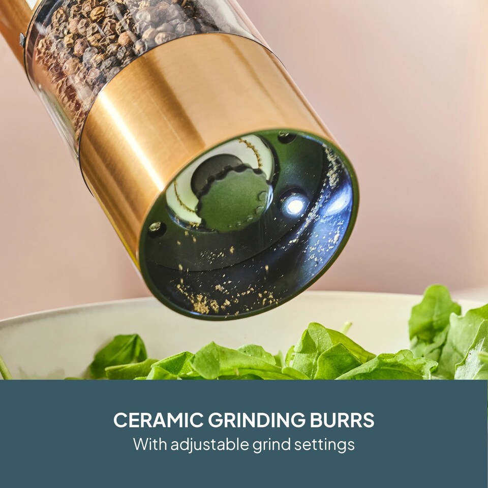 image 1 of Cooks Professional Rechargeable Salt and Pepper Mill Set with Bamboo Base