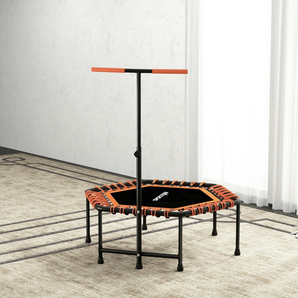 image 1 of SPORTNOW 45" Fitness Trampoline with Adjustable Handle, LED Lights, Orange