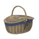 image 3 of Antique Wash Finish Oval Lined Picnic Basket Blue | Navy Blue | One Size
