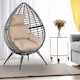 image 6 of Outsunny Outdoor indoor Wicker Teardrop Chair with Cushion Rattan Lounger