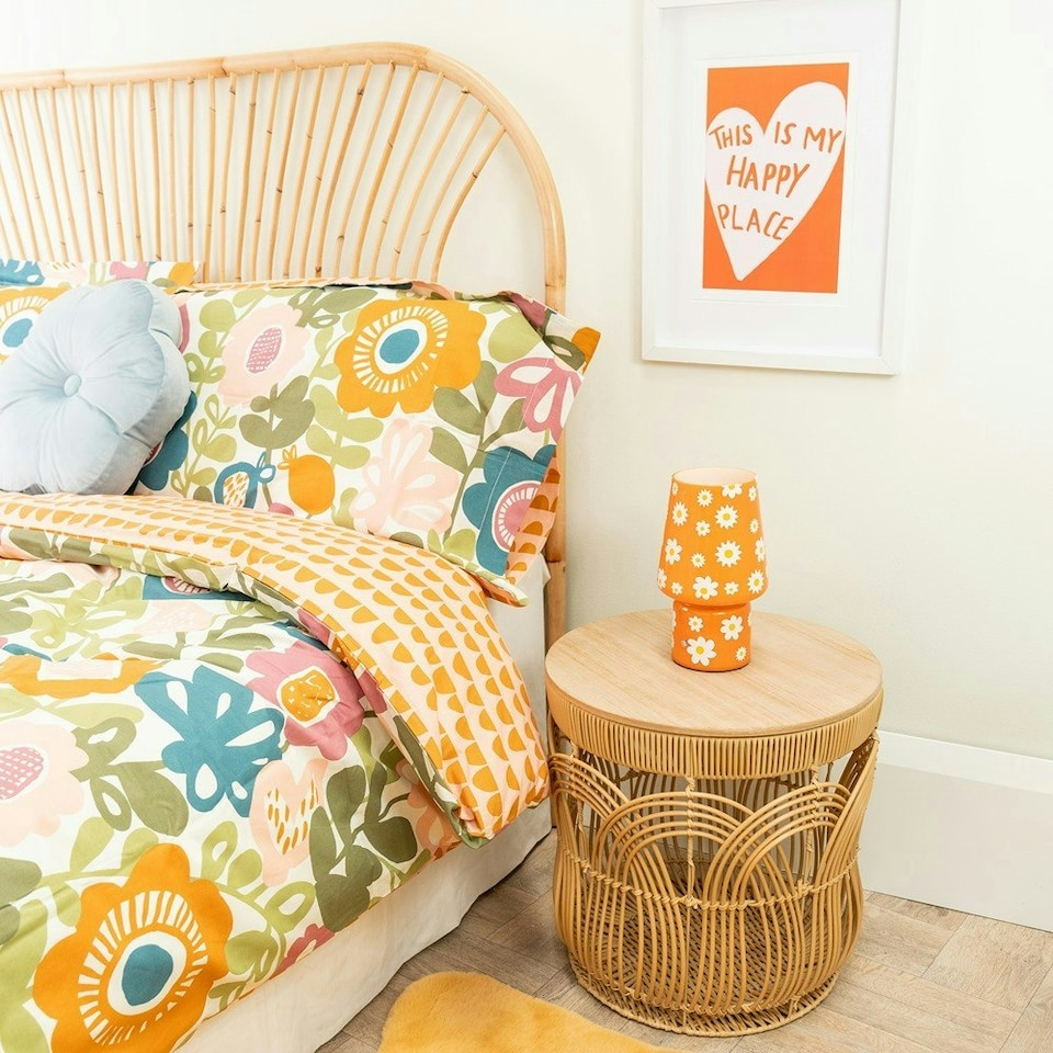 image 1 of ValueLights Hanya Plated Orange Table Lamp with Orange Shade and Globe LED 3W Cool White 2700K Bulb