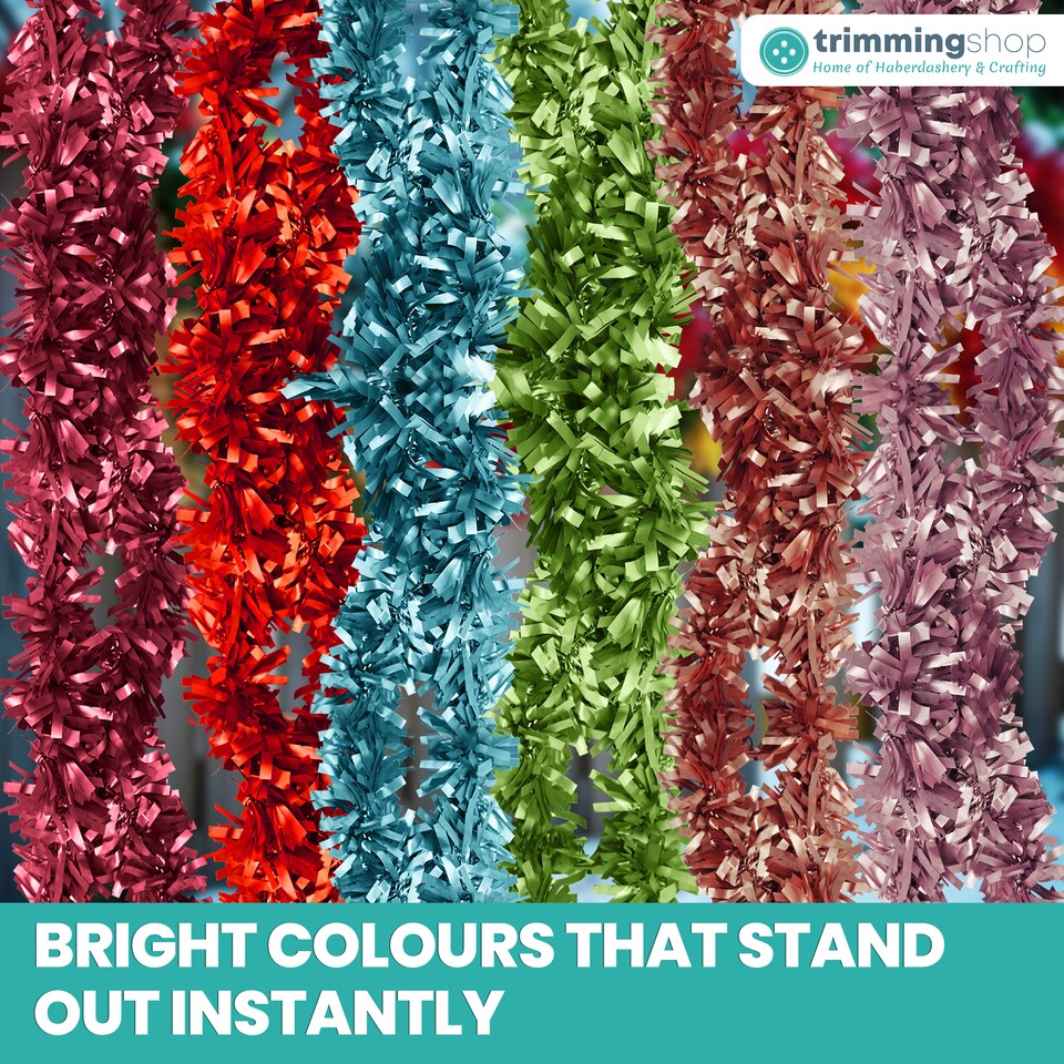image 1 of 6.5ft/1.98m Wide Chunky Christmas Tinsel Garland Shiny Foil Twist Garland