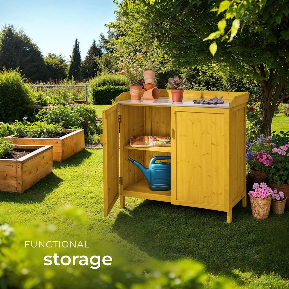 image 1 of Gardening Cabinet Vita - with galvanised zinc worktop, protected storage, 98 x 48 x 95 cm