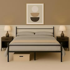 Double Metal Bed Frame Extra Strong Stylish Modern Bedroom Storage Sturdy Design