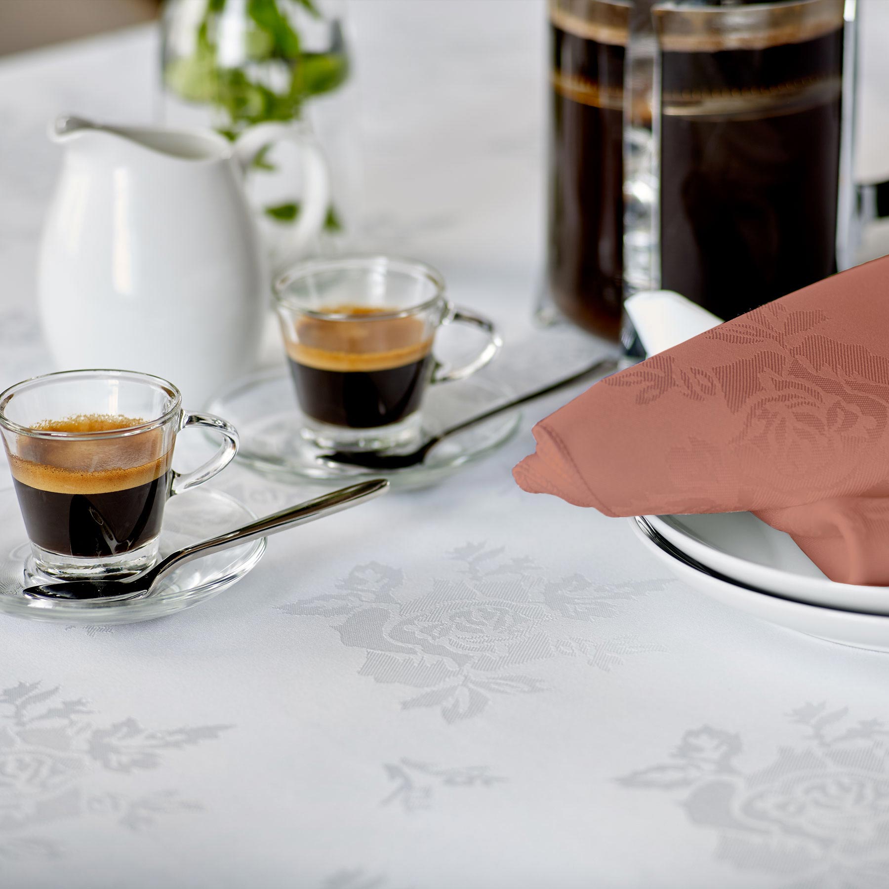 Vision Polyester Rose Design Coloured Napkin in Dusty Pink | Size: 56 cm x 56 cm
