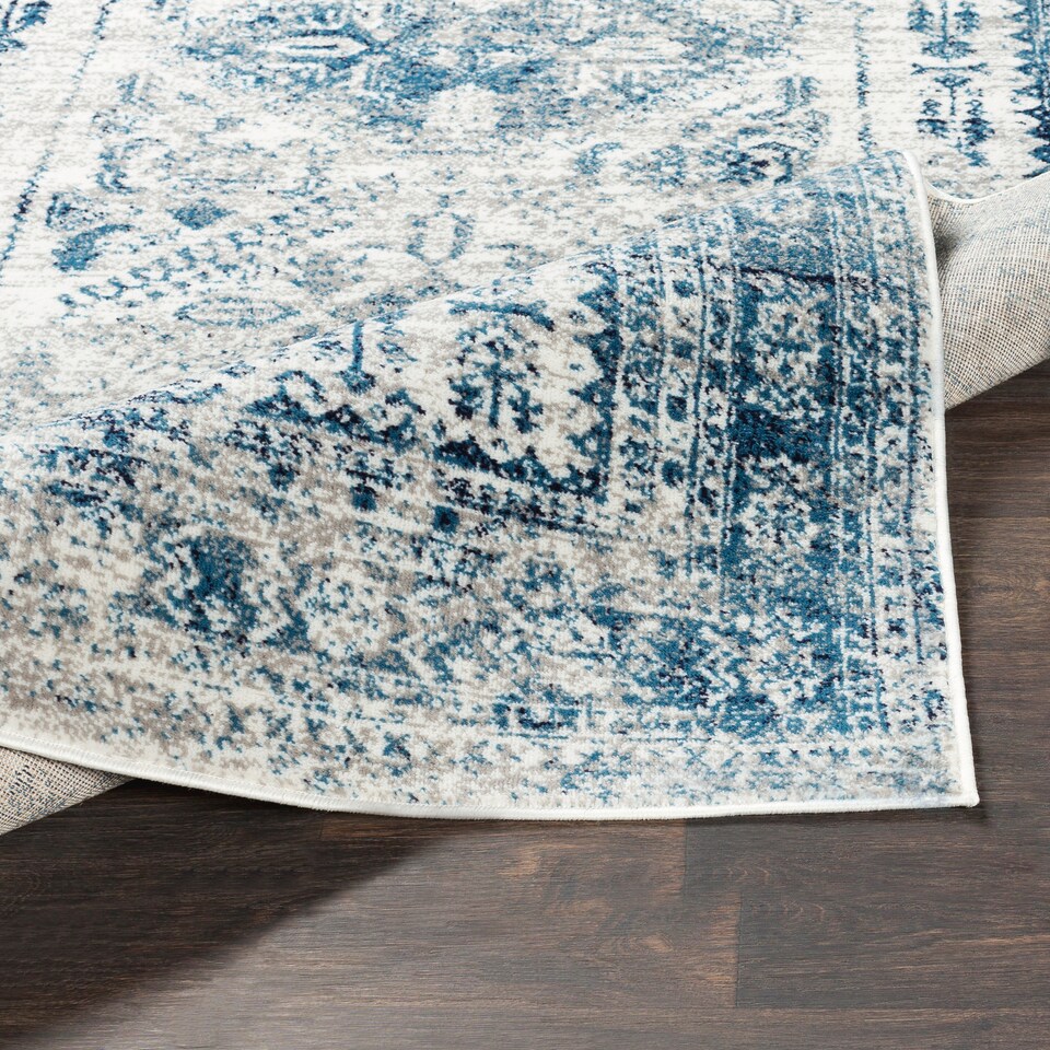 image 1 of LIVABLISS Monte Carlo-Vintage Traditional Boho Rug 80 x 220 cm | Blue Grey White