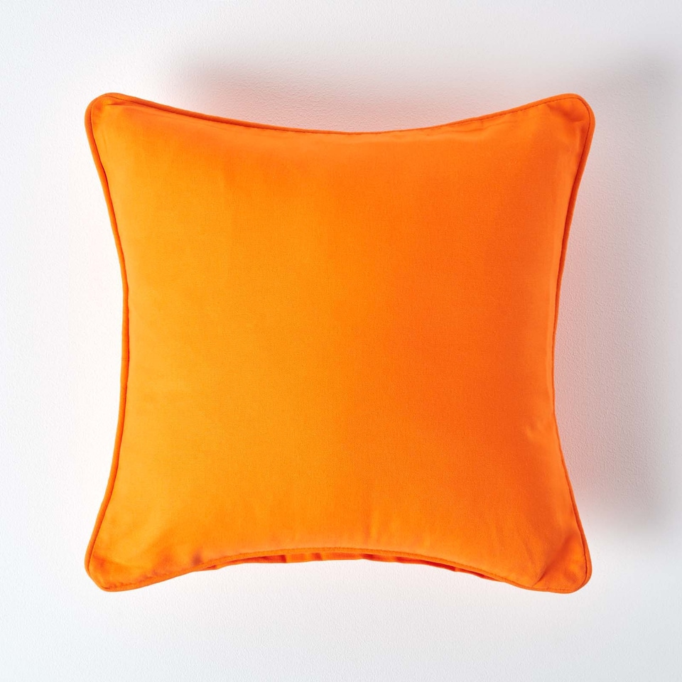 image 1 of Homescapes Cotton Plain Orange Cushion Cover - 60 x 60 cm | Orange | Orange | 60 x 60 cm