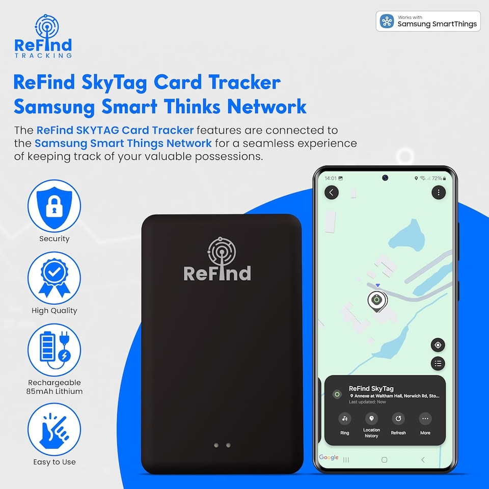 image 1 of Card Tracker (Samsung Only) for Wallets Compatible with Samsung SmartThings App