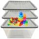 image 1 of 3 x 62L Stackable Clear Plastic Storage Boxes With Silver Lids