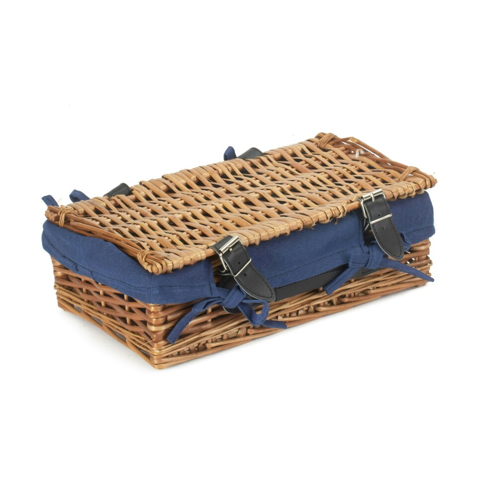 image 1 of 34cm Packaging Wicker Picnic Basket with Lining Blue | Blue | One Size
