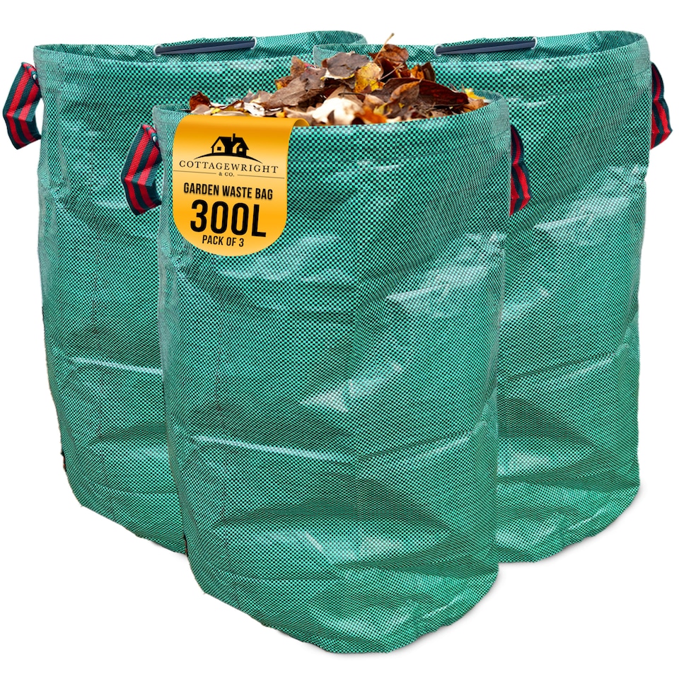 image 1 of Garden Bags Heavy Duty with Handles Reusable Garden Waste Bags for Plant, Grass, Dirt, Leaves Collection - Pack of 3
