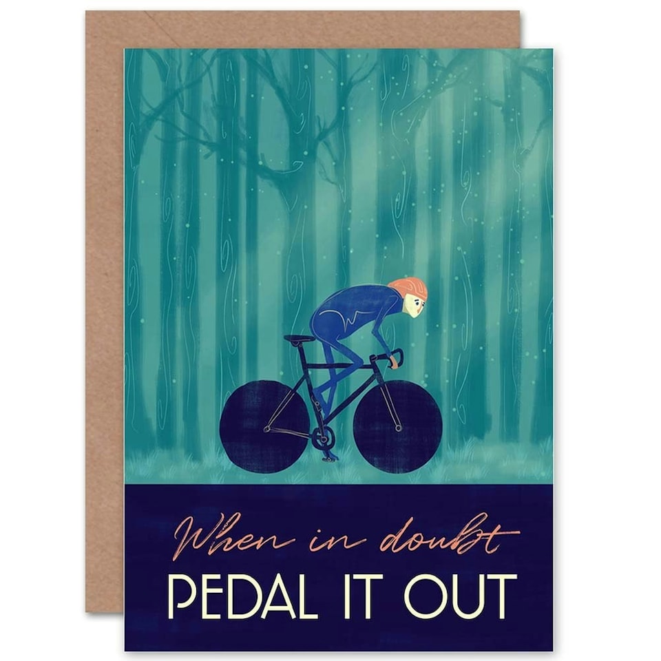 image 1 of Sport Pedal It Out Cycling Bike Quote Blank Just to Say Card