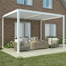 Deluxe White Veranda with Louvered Shutter Roof 4m x 3m