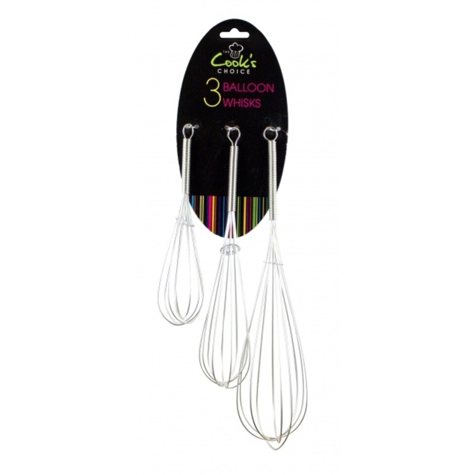 image 1 of Set of 3 Balloon Whisk - Baking Cooking Mixing Assorted Sizes