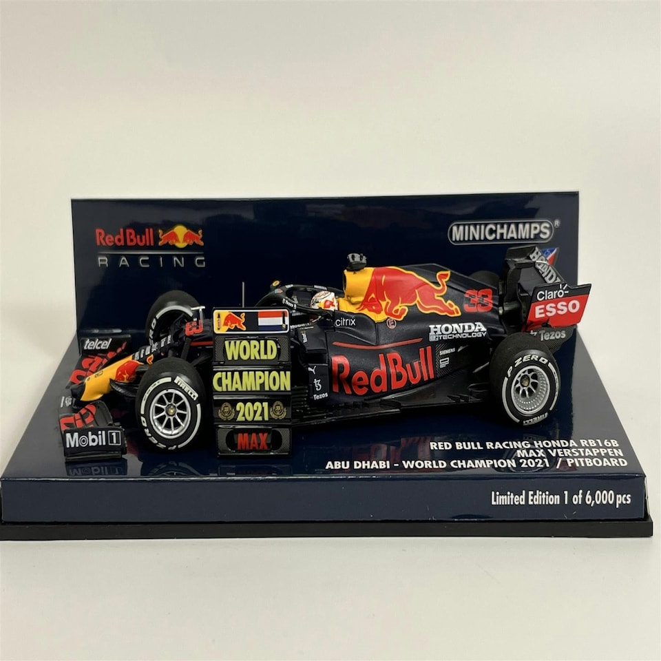 image 1 of Max Verstappen Red Bull Racing Honda RB16B Abu Dhabi World Champion 2021 1:43 Minichamps 410212333