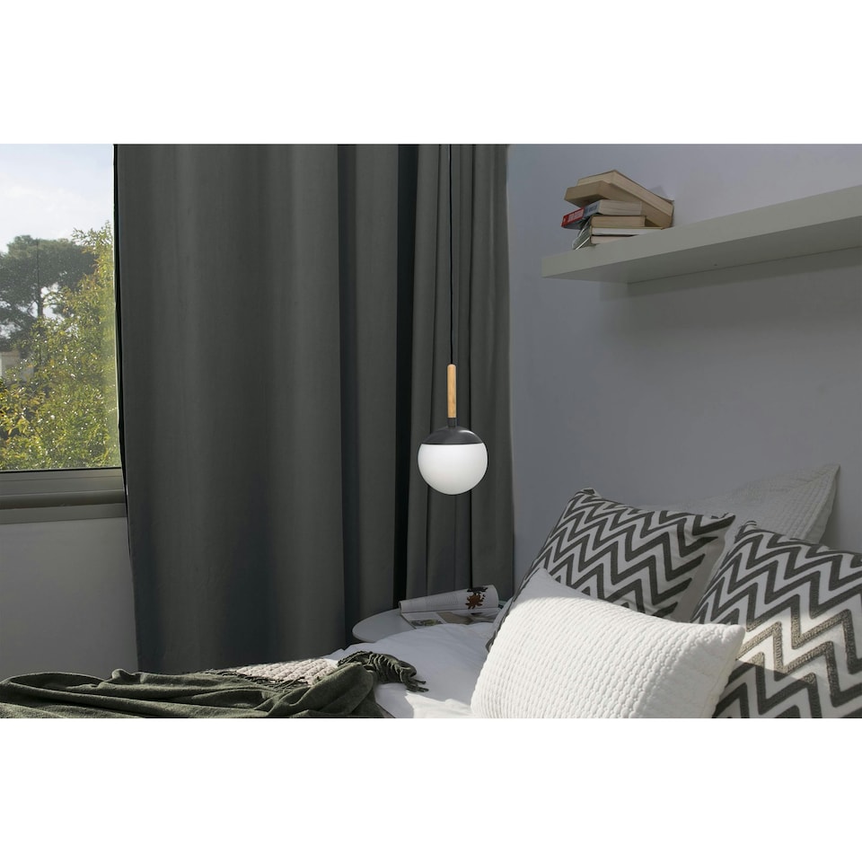 image 1 of Mine 1 Light Globe Ceiling Pendant Wood, Dark Grey, E27