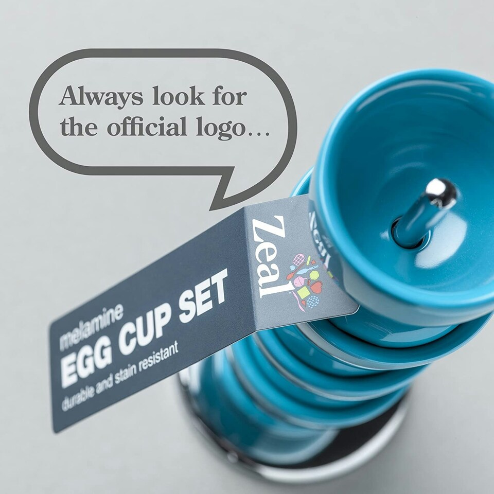 image 1 of Zeal Stack & Store Egg Cups Set with Chrome Stand, Set of 4, Aqua