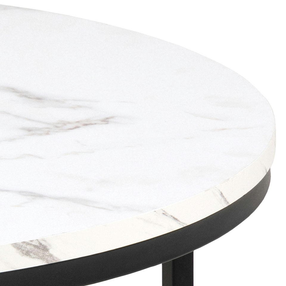 image 1 of Spiro Coffee Table with White Marble Melamine Top & Black Legs