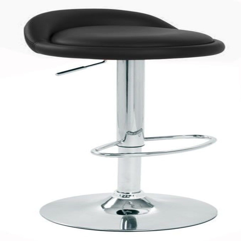 image 1 of Alex Real Leather Bar Stool Chrome Frame 4 Colours Height Adjustable Black