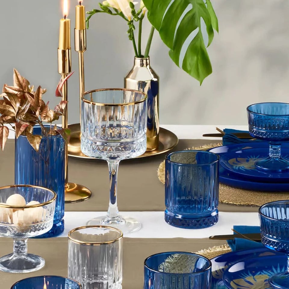 image 1 of 500ml Elysia Cocktail Goblets Gold Rimmed Long Stemmed Martini Glass | Clear | Clear | 4