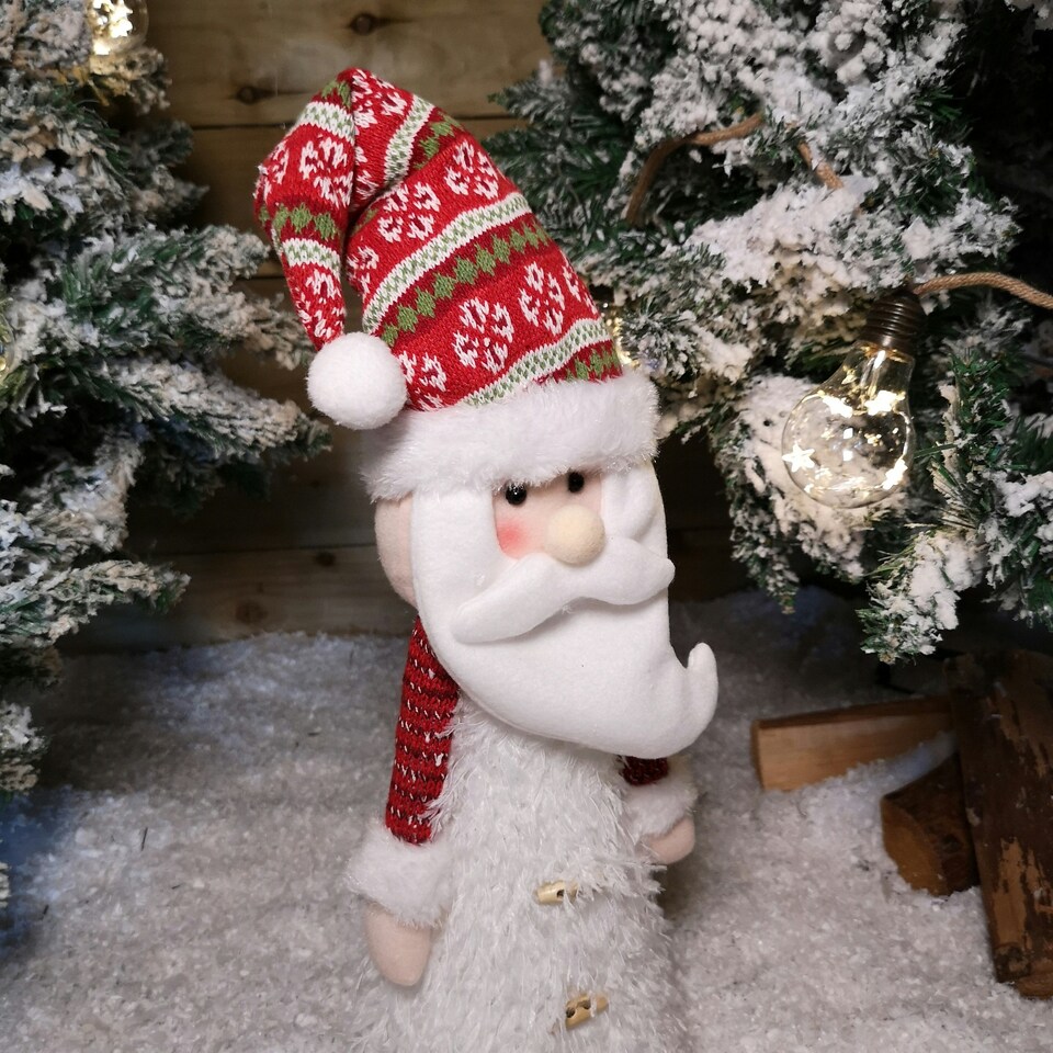 image 1 of 46cm Battery Operated LED Standing White Santa Christmas Decoration