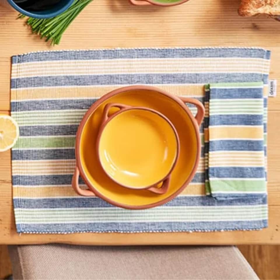image 1 of Dexam Striped Reusebale Woven Napkin & Placemat Set N/A